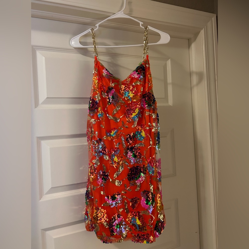 Sequin Mini Dress Orange